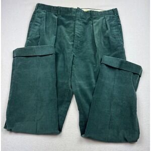 Vintage Polo Ralph Lauren‎ Corduroy Pants Green Pleated Cuffed 39x34 USA Made